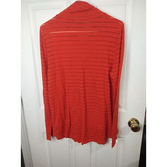 Chelsea & Theodore Woman L Pullover Red Tank Lined Burnout Striped Long Sleeve - Picture 9 of 9